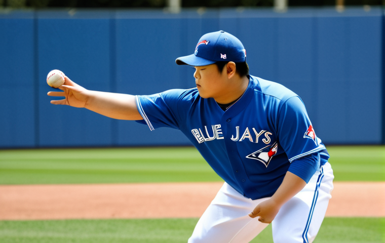 Ryu Hyun-jin pitching**

"Ryu Hyun-jin, a professional baseball pitcher, fully clothed in a Toronto Blue Jays uniform, pitching on a baseball field during a sunny day, safe for work, appropriate content, professional athlete, perfect anatomy, natural pose, well-formed hands, proper finger count, modest athletic wear, family-friendly."

**